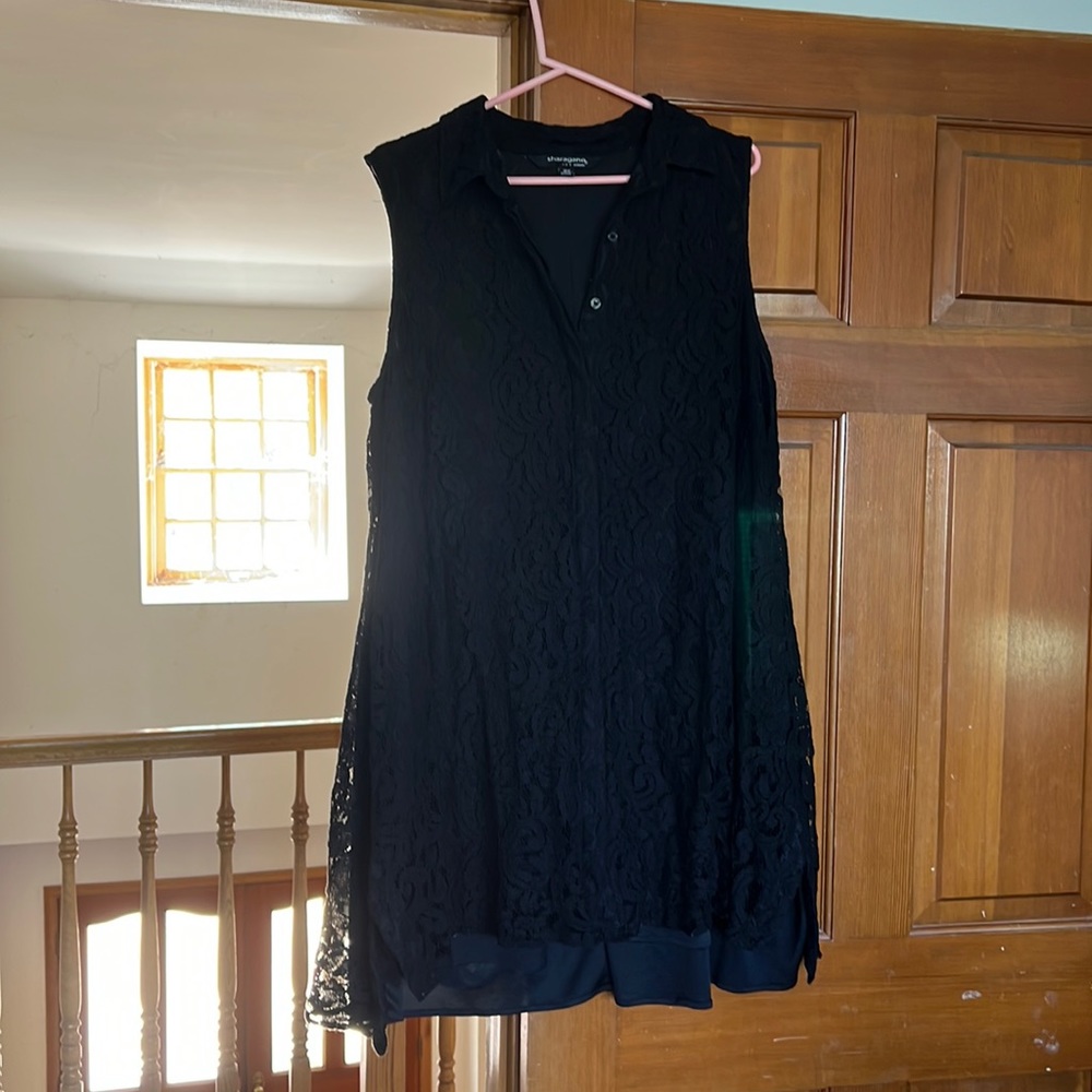 16W Black Lace Sharagano Dress
